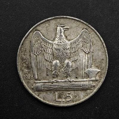 【淘币小摊】实时拍第八百五十拍   散币银币场   满百包邮可预留二周 每周一统一发货   - 意大利1928年5里拉银币