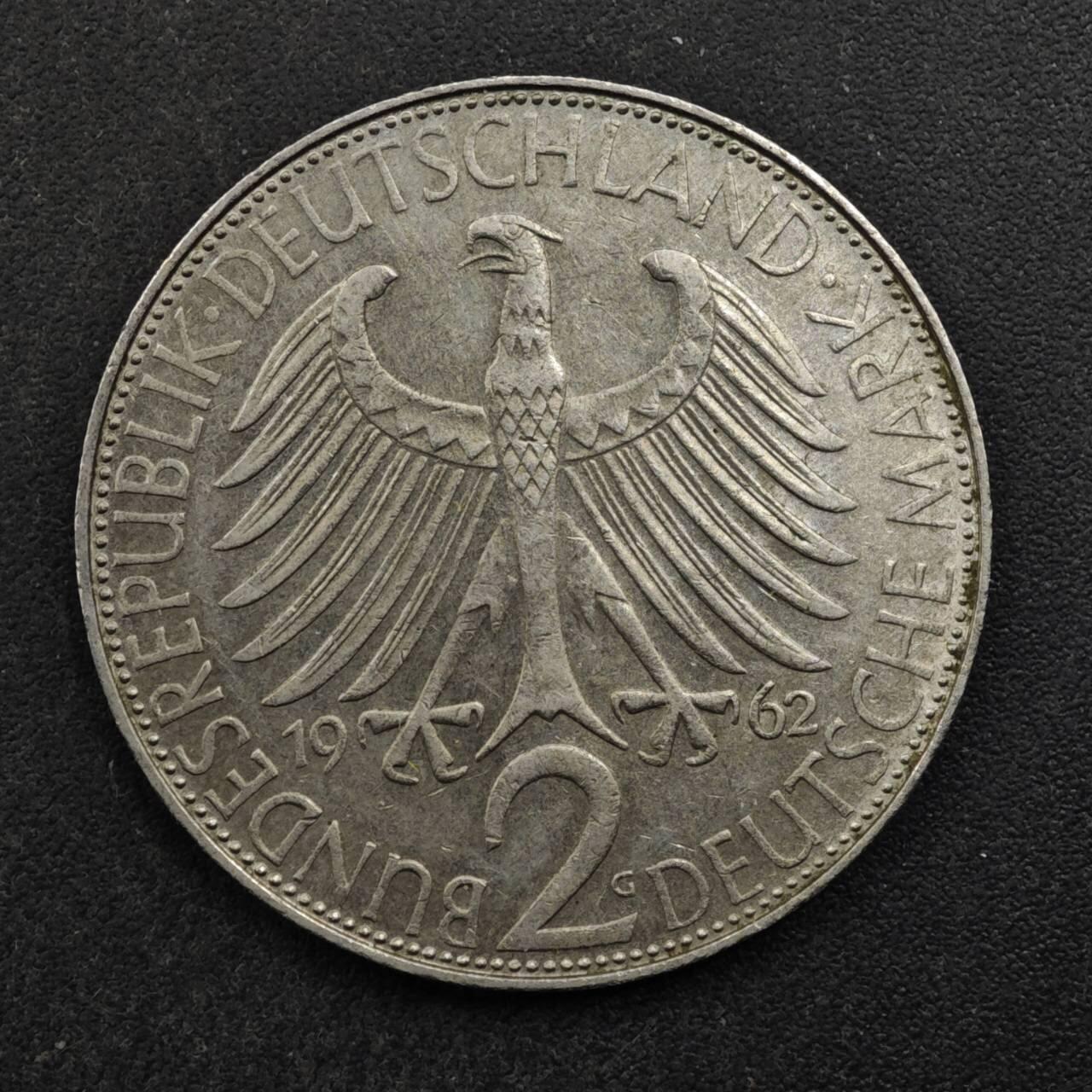 【淘币小摊】实时拍第八百五十拍   散币银币场   满百包邮可预留二周 每周一统一发货   德国1962年2马克纪念币