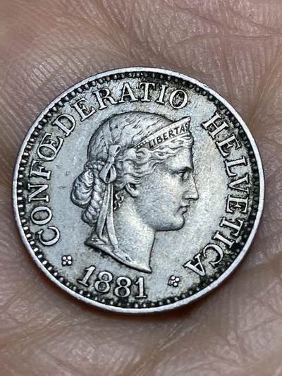 2026年第十一场(总第一百八十场）外国好品散币场(免佣金) - 稀少早期年份–瑞士🇨🇭1881年10拉彭(第二版，B标伯尔尼造)