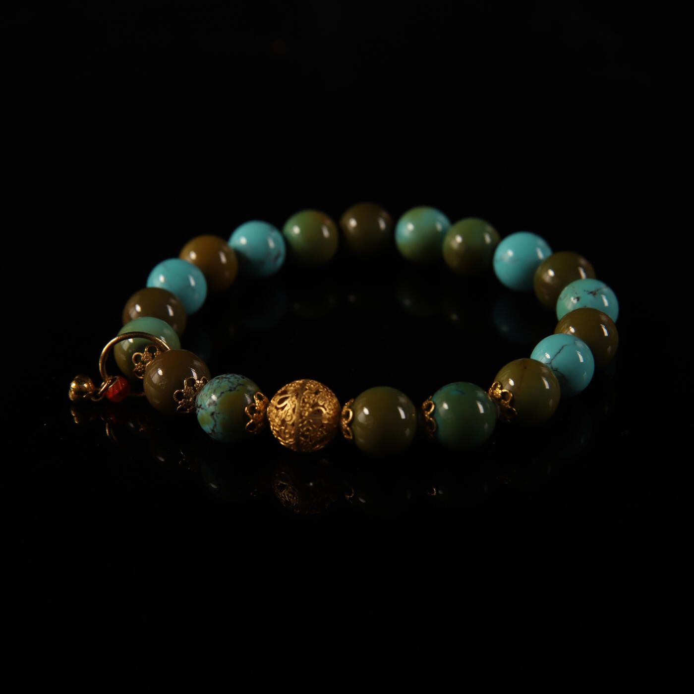 瑰丽珠宝（一） 原矿蓝绿撞色多宝松石18K金手串