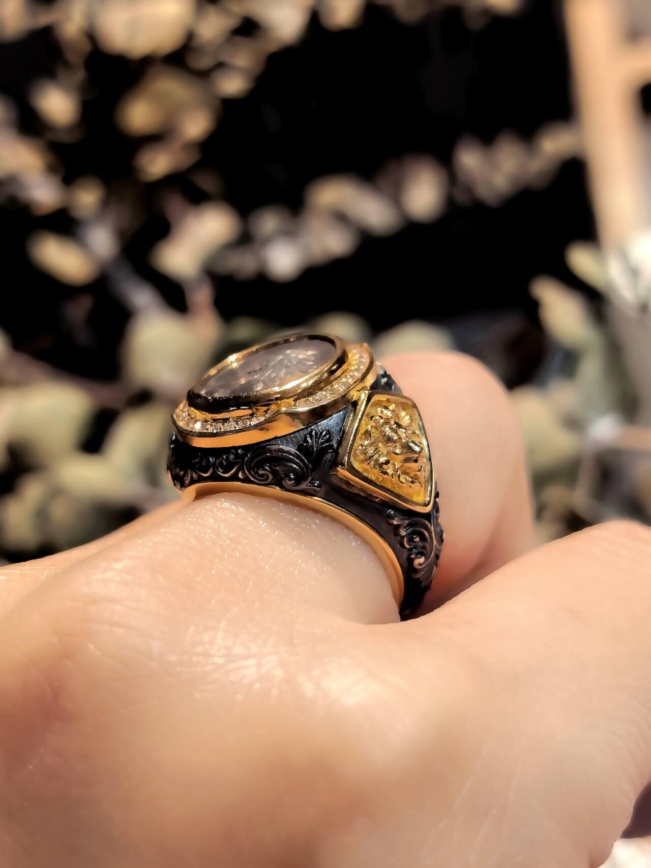 暗夜骑士系列古希腊回首狮古币戒指