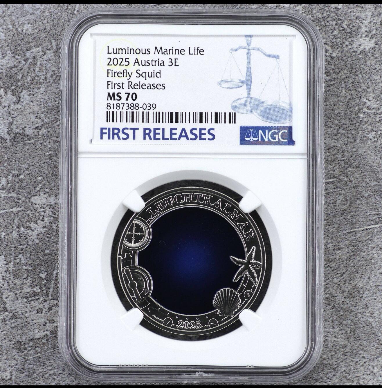 发光海洋生物5 2025奥地利萤火鱿纪念币
