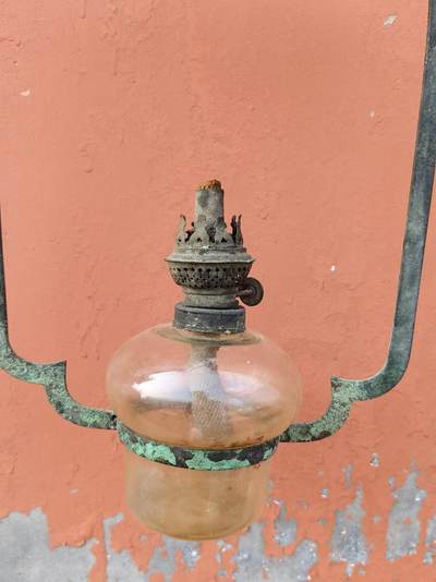 民国煤油老挂灯，铜架，古色古香 ，难得的一套，总高48公分 - 民国煤油老挂灯，铜架，古色古香 ，难得的一套，总高48公分