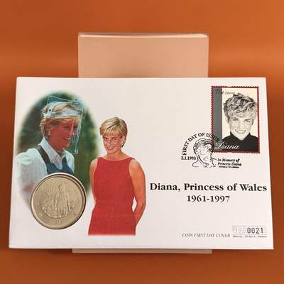 ＜星葵钱币社＞散币克朗场第68期·1月23日发货 - 〈邮币封〉利比里亚1997年戴安娜王妃穿越安哥拉雷区1元克朗型纪念币