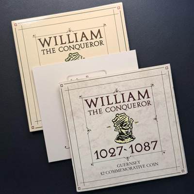 ＜星葵钱币社＞散币克朗场第68期·1月23日发货 - 根西岛1987年诺曼底公爵威廉一世逝世900周年2镑卡装克朗型纪念币