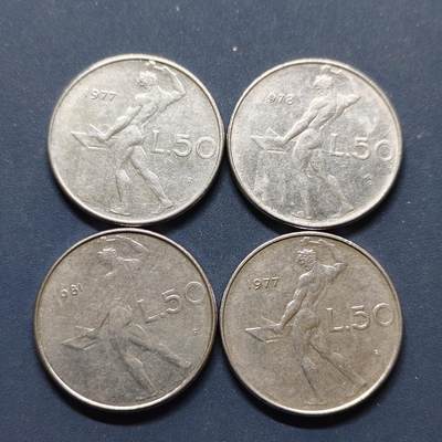 【全场包邮】纯粹捡漏拍496场 - 意大利1977-1981年赫菲斯托斯50里拉4枚一组