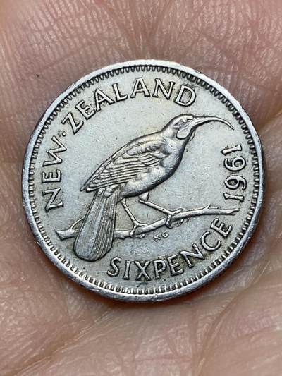 2026年第十一场(总第一百八十场）外国好品散币场(免佣金) - 新西兰🇳🇿1961年6便士(伊丽莎白二世青年桂冠第二版)