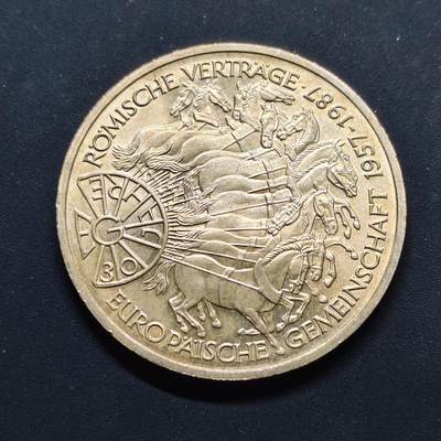 【全场包邮】纯粹捡漏拍497场-持续更新中 - 德国联邦德国1987年10马克《罗马条约》签署30周年纪念银币【33毫米15.5克62.5%】