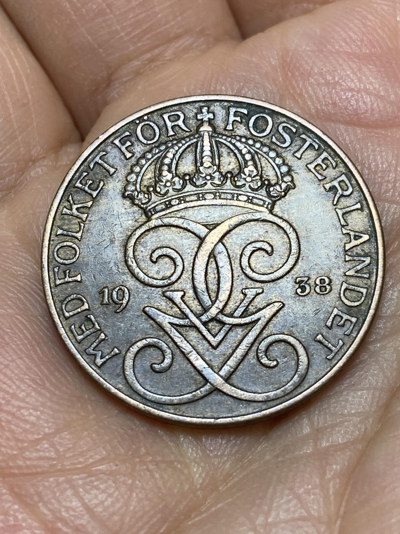 2026年第十一场(总第一百八十场）外国好品散币场(免佣金) 瑞典🇸🇪1938年5欧尔(古斯塔夫五世第二版)