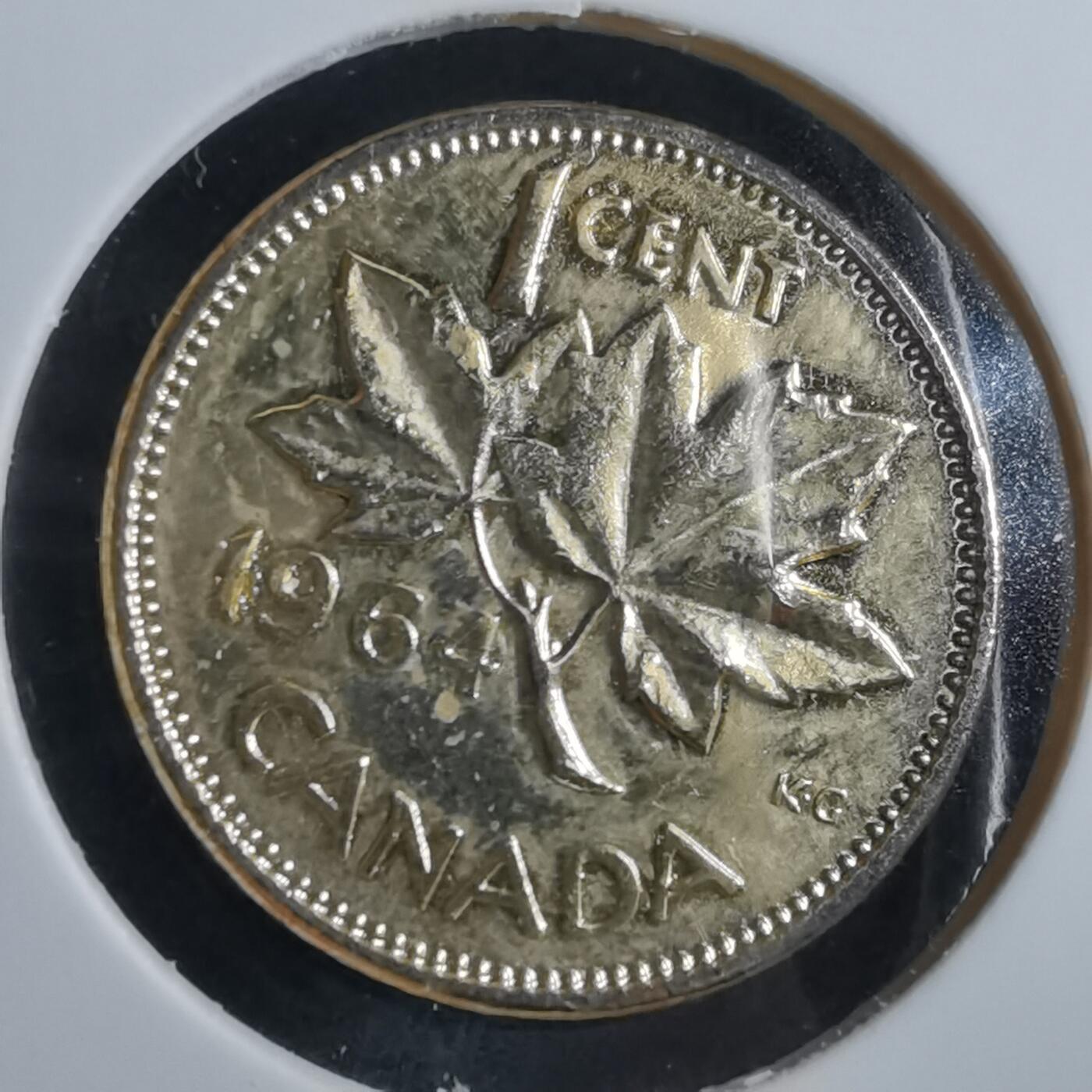 沼泽如烟--第966场 加拿大1964年一分有镀层