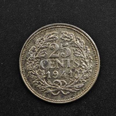 【淘币小摊】实时拍第八百五十拍   散币银币场   满百包邮可预留二周 每周一统一发货   - 荷兰1941年25分银币