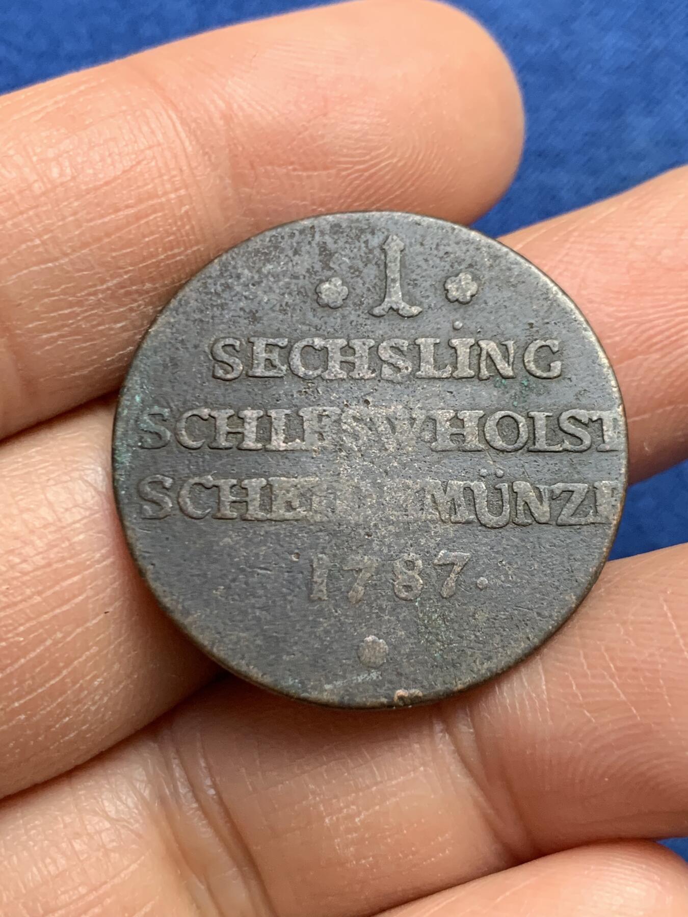 《竞宝斋》第459场 周日，周一，2场连拍 （全场包邮）欢迎送拍 1787年丹属石勒苏益格-荷尔斯泰因铜币