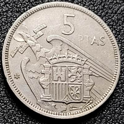 泉币菌-第172场- 精品福利场 - 西班牙1957年5比塞塔 弗朗哥鹰徽23mm