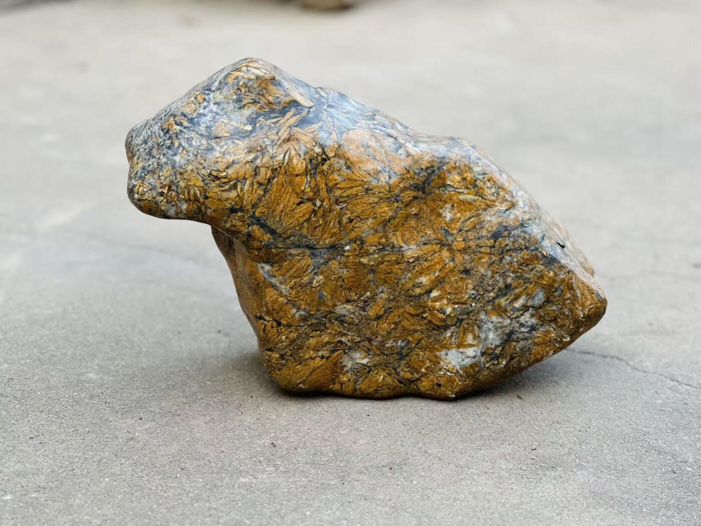 竹叶石案赏，满黄菊纹 形似神兽…… 文房茶室雅置