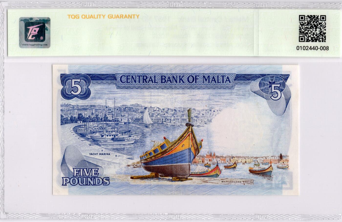 喜羊羊钱币收藏2026第13期(高性价比评级币场) 	马耳他	P-32d 1973年5镑			55				B/16 537254			