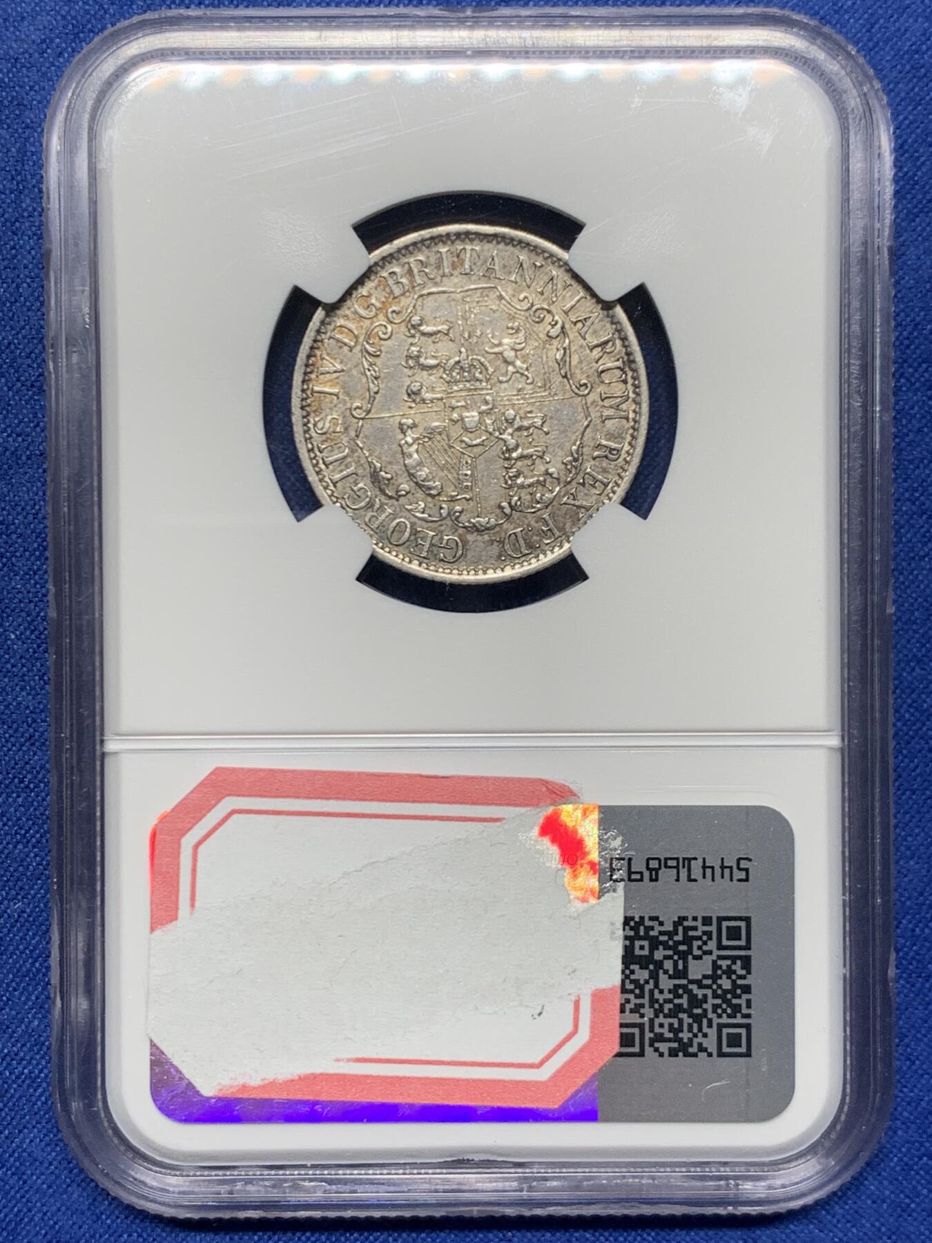 《竞宝斋》第459场 周日，周一，2场连拍 （全场包邮）欢迎送拍 NGC AU50 英属西印度1822年1/4元锚币 著名的大面值锚币