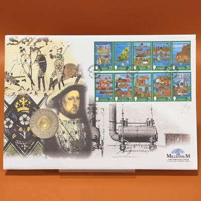 ＜星葵钱币社＞散币克朗场第68期·1月23日发货 - 〈邮币封〉根西岛1999年千禧年5镑克朗型双色纪念币