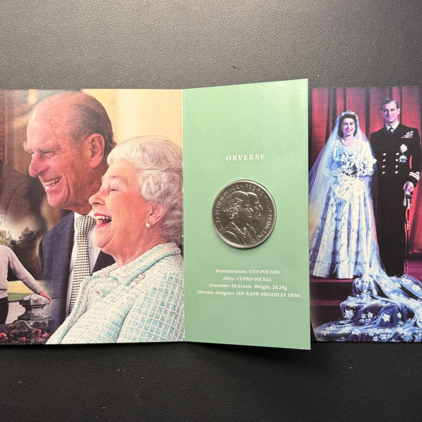 ＜星葵钱币社＞散币克朗场第68期·1月23日发货 英国2007年女王与菲利普亲王结婚60周年5镑卡装克朗型纪念币