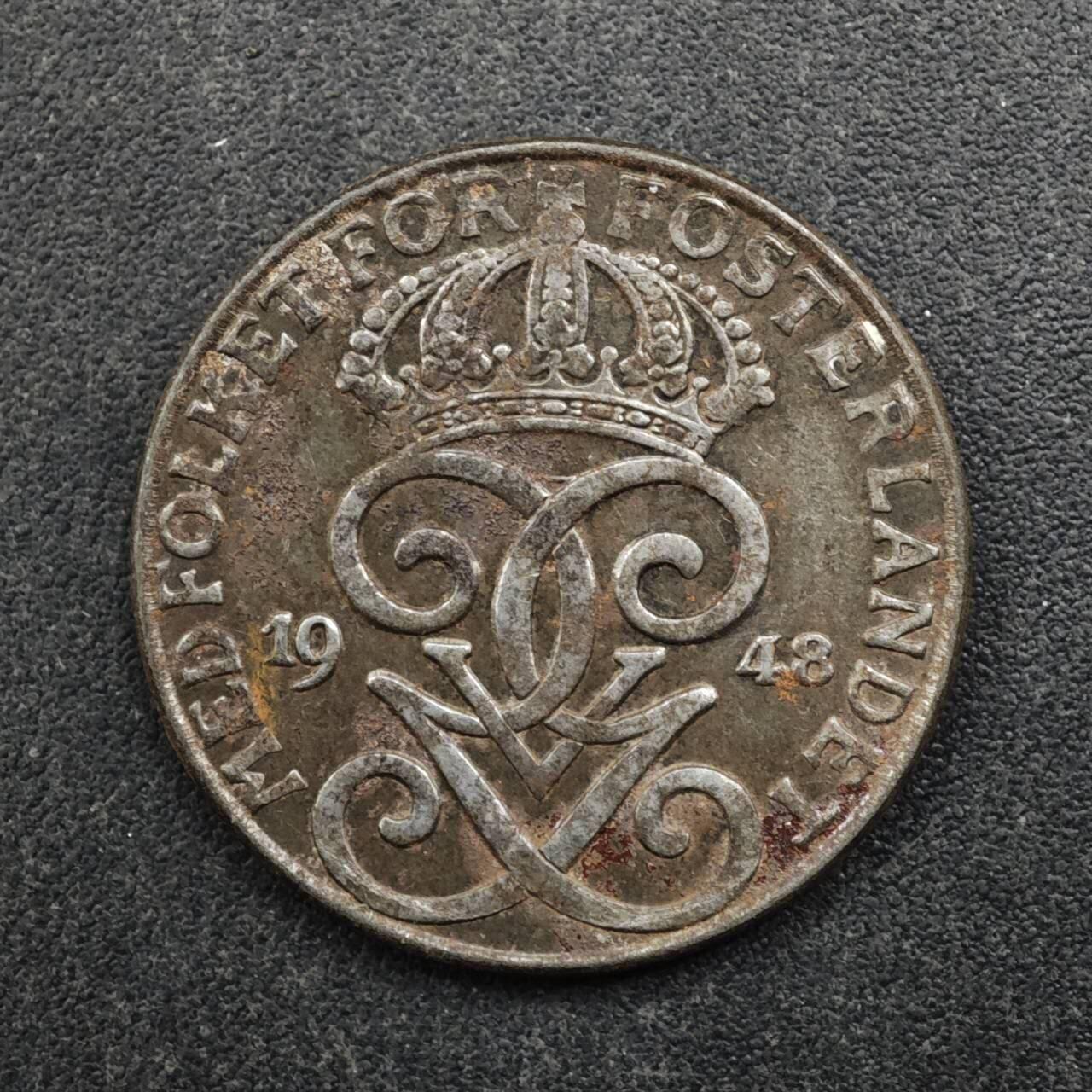 【淘币小摊】实时拍第八百五十拍   散币银币场   满百包邮可预留二周 每周一统一发货   瑞典1948年2欧尔铁币