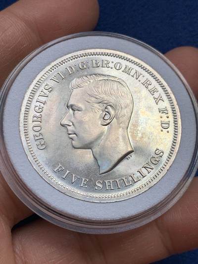 《竞宝斋》第459场 周日，周一，2场连拍 （全场包邮）欢迎送拍 - 英国 1951年 乔治六世马剑克朗纪念币 最后的镍马剑