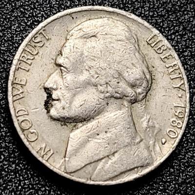 泉币菌-第172场- 精品福利场 - 美国1980年5美分纪念币 杰斐逊 及 故居蒙蒂塞洛庄园 21mm 