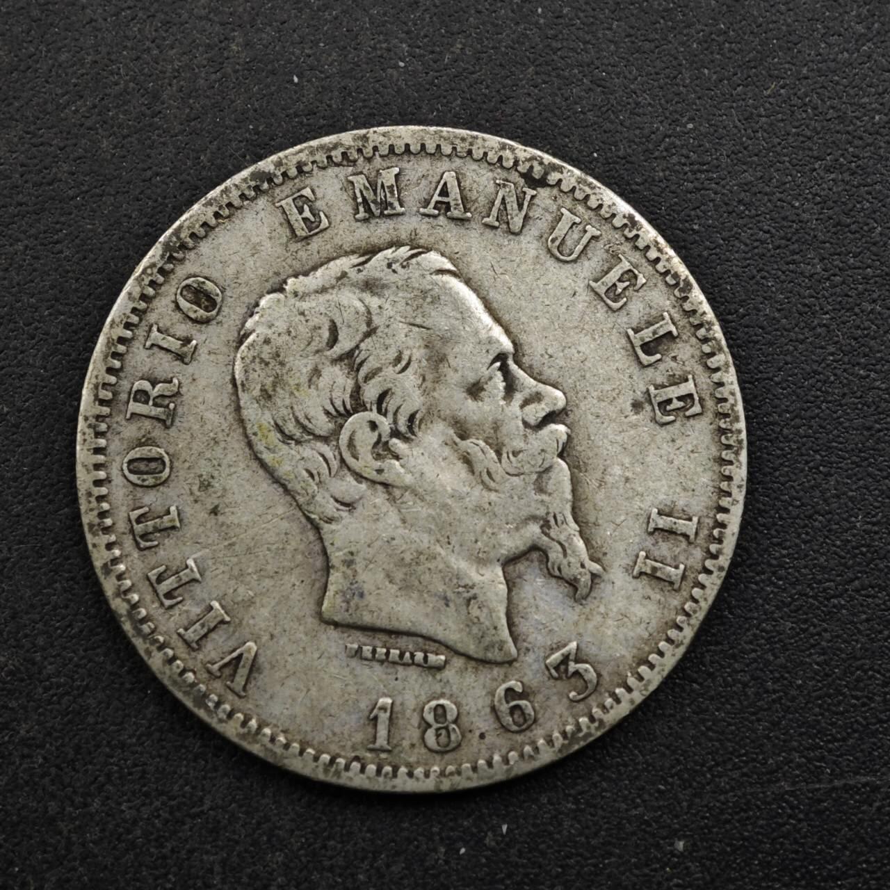 【淘币小摊】实时拍第八百五十拍   散币银币场   满百包邮可预留二周 每周一统一发货   意大利1863年1里拉银币