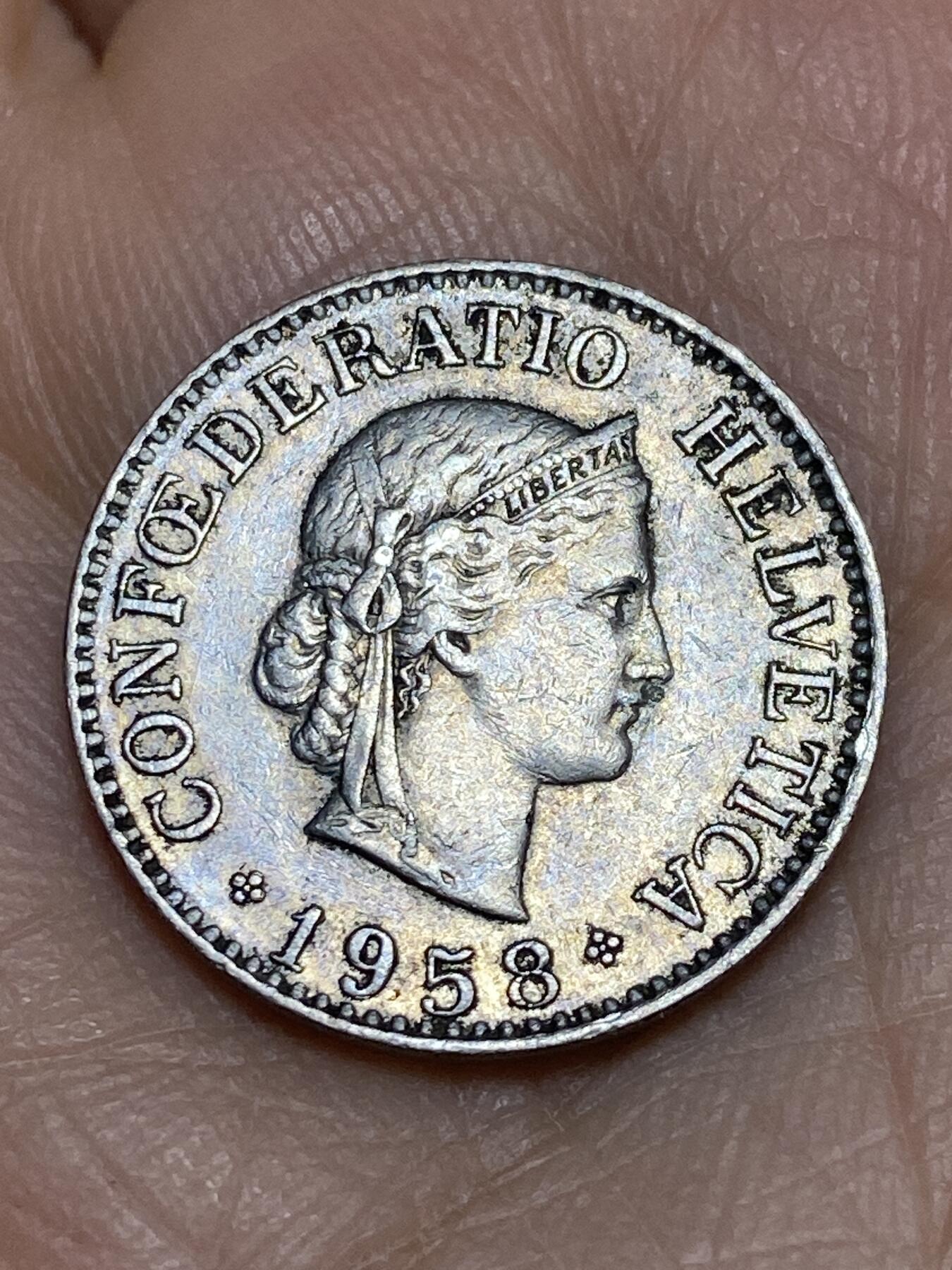 2026年第十一场(总第一百八十场）外国好品散币场(免佣金) 瑞士🇨🇭1958年10拉彭(第二版，B标伯尔尼造)