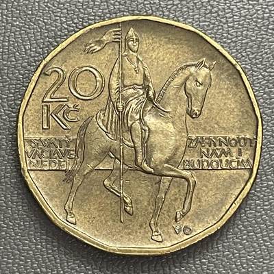 回流0120 - 捷克2002年20克朗黄铜币 圣瓦茨拉夫骑马像