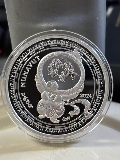 第188期拍卖 - 加拿大2024年努纳武特成立25周年1盎司纪念银币，9999银，发行5000枚