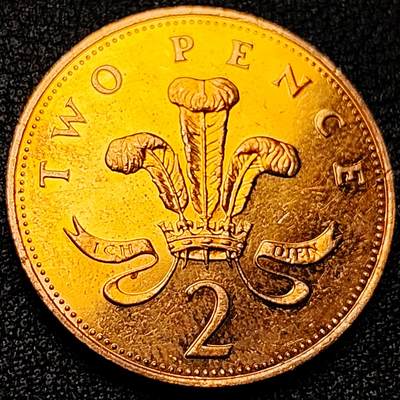 泉币菌-第172场- 精品福利场 - 原铜光极美 英国2便士硬币 伊丽莎白女王 孔雀翎皇冠 26mm