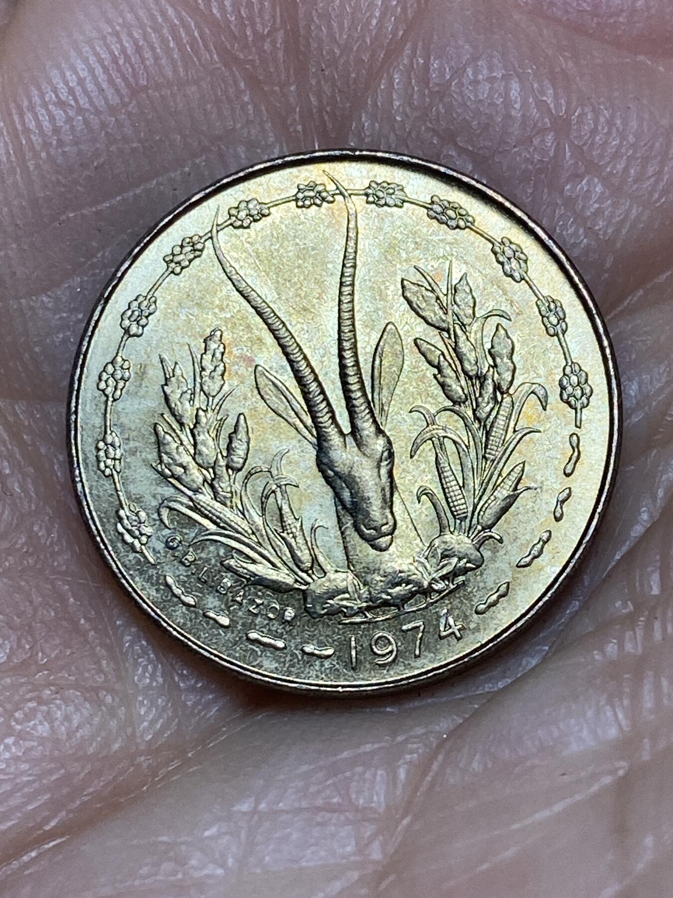 2026年第十一场(总第一百八十场）外国好品散币场(免佣金) 西非国家联盟1974年5法郎(第二版，Owl–猫头鹰标)