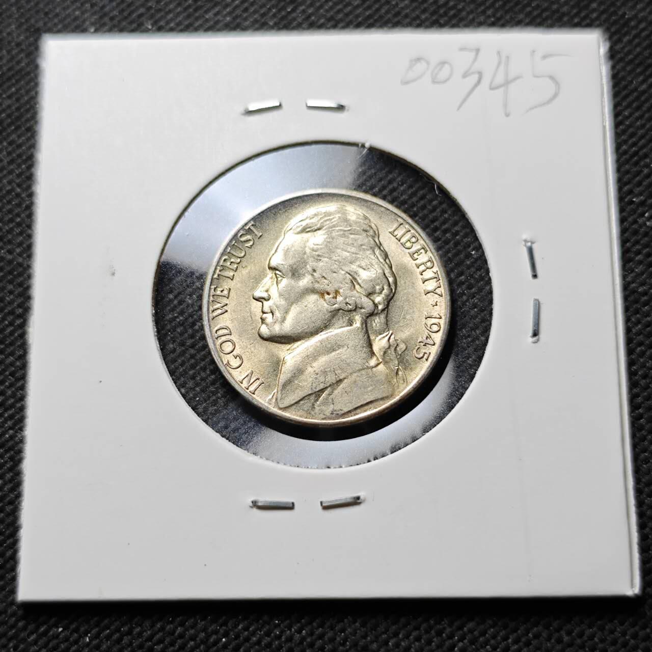 KK钱币收藏小铺  第400期  百期特拍（四拍之四）2月预留时间 周末发货  1945美国5分银币 MS品