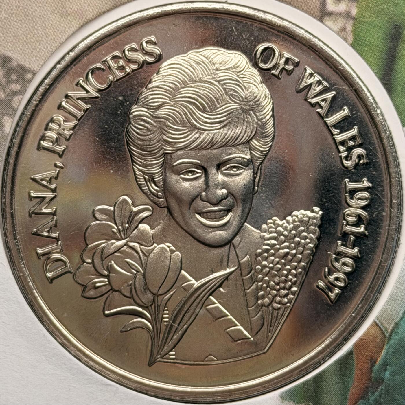 ＜星葵钱币社＞散币克朗场第68期·1月23日发货 〈邮币封〉特克斯和凯科斯群岛1998年戴安娜王妃5克朗纪念币