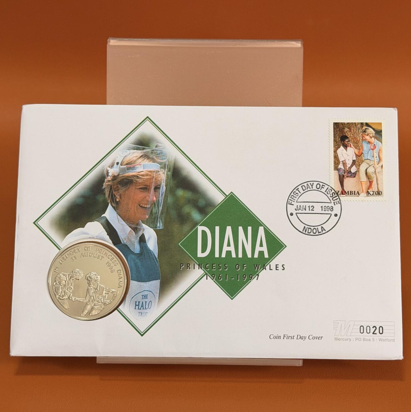＜星葵钱币社＞散币克朗场第68期·1月23日发货 〈邮币封〉赞比亚1998年戴安娜王妃1000克瓦查克朗型纪念币