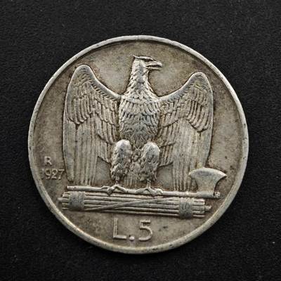 【淘币小摊】实时拍第八百五十拍   散币银币场   满百包邮可预留二周 每周一统一发货   - 意大利1927年5里拉银币