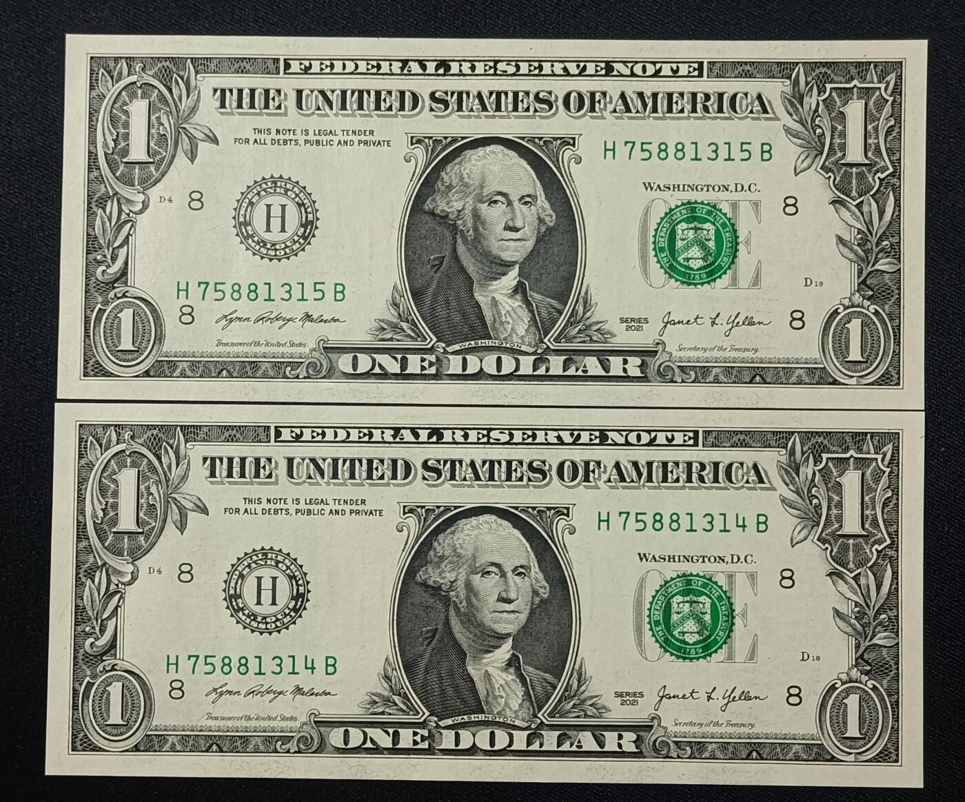 【游宝拍卖】乙巳蛇年第109期 佣金1元起 美国-1美元【五连号 全新UNC/UNC-】