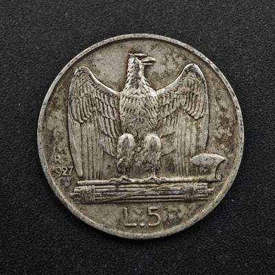【淘币小摊】实时拍第八百五十拍   散币银币场   满百包邮可预留二周 每周一统一发货   - 意大利1927年5里拉银币
