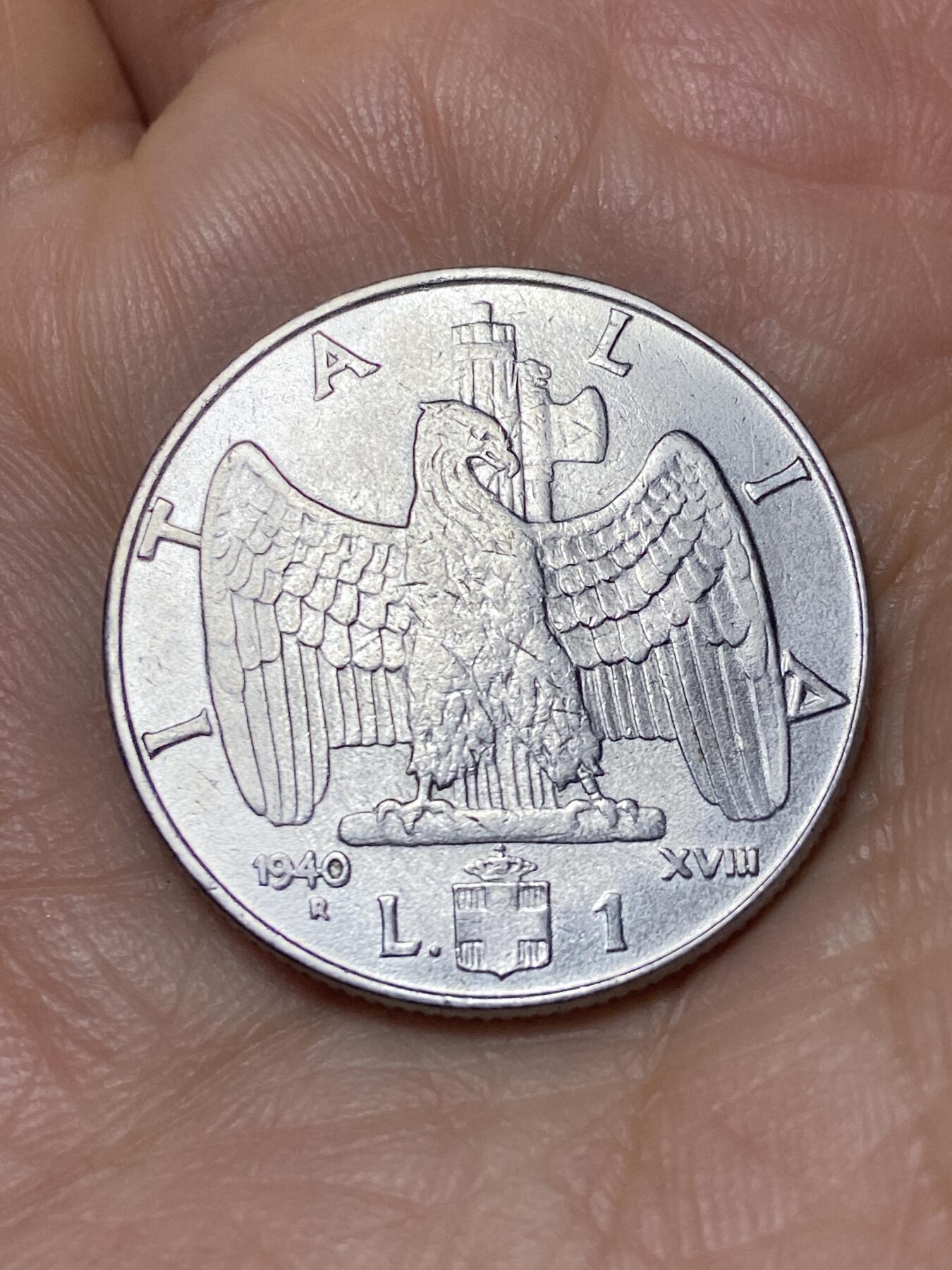 2026年第十一场(总第一百八十场）外国好品散币场(免佣金) 意大利王国1940年1里拉(维托里奥·埃马努埃莱三世第四套第二版，有磁版)