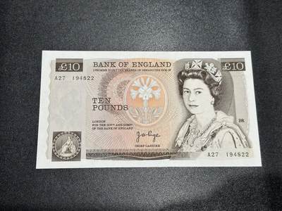 《外钞收藏家》第六百零三期（精选场）（本平台长期征集拍品、欢迎藏友们联系合作） - 英国D序列10镑 生日号 UNC-