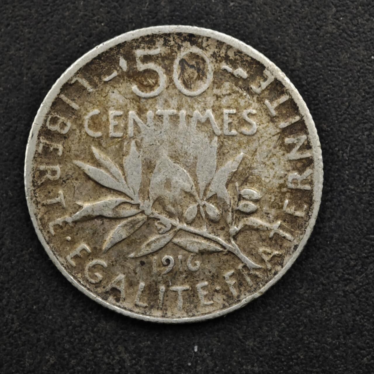 【淘币小摊】实时拍第八百五十拍   散币银币场   满百包邮可预留二周 每周一统一发货   法国1916年播种女神50分银币2.5克835银参考银价45