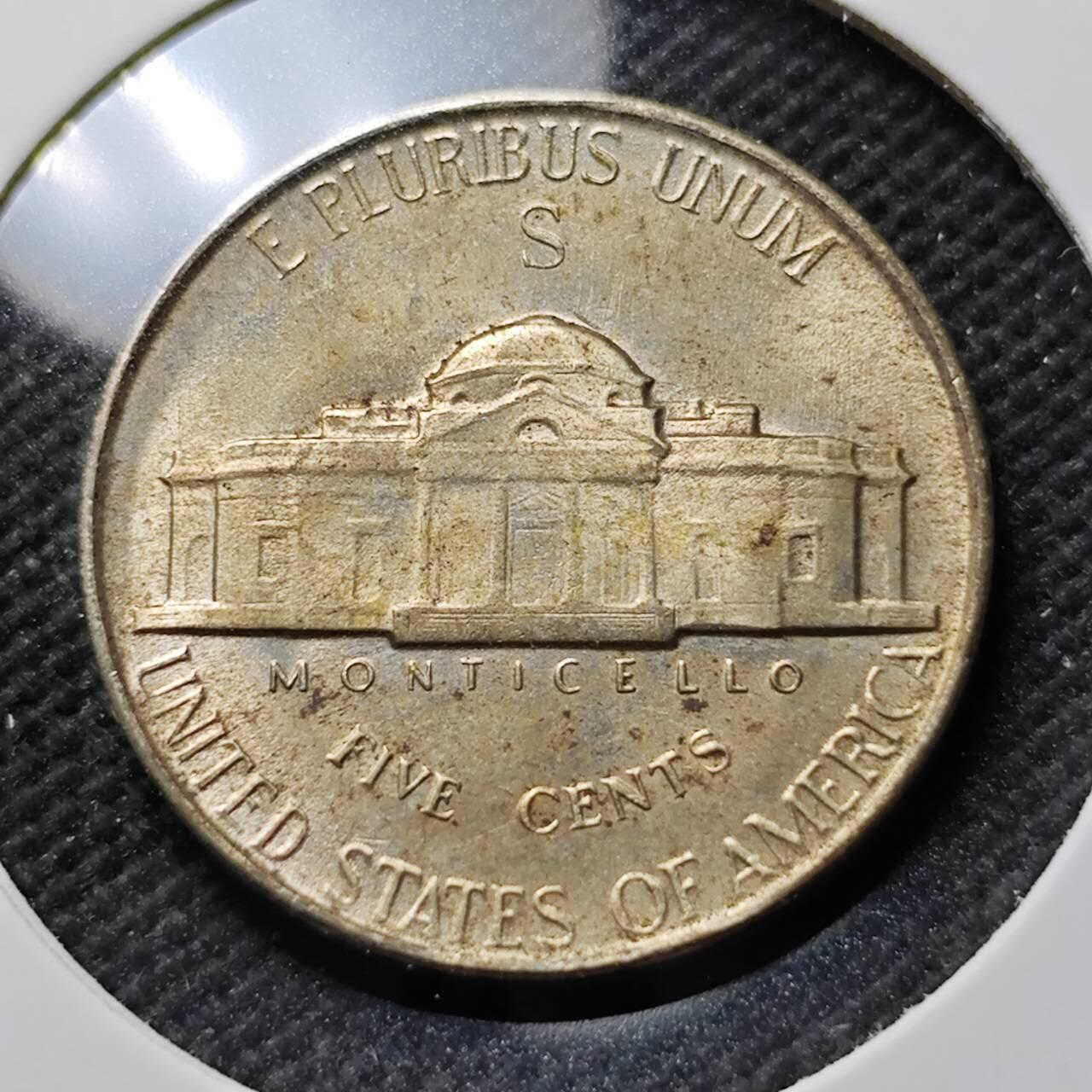 KK钱币收藏小铺  第400期  百期特拍（四拍之四）2月预留时间 周末发货  1945美国5分S版银币 MS品