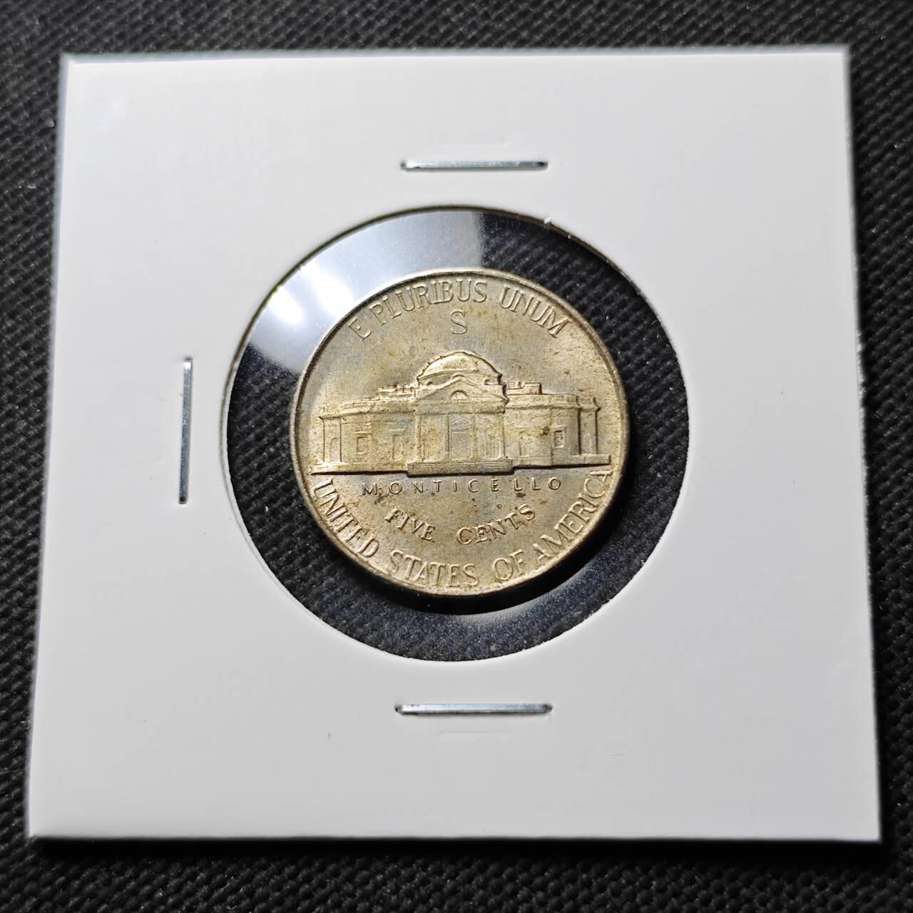 KK钱币收藏小铺  第400期  百期特拍（四拍之四）2月预留时间 周末发货  1945美国5分S版银币 MS品