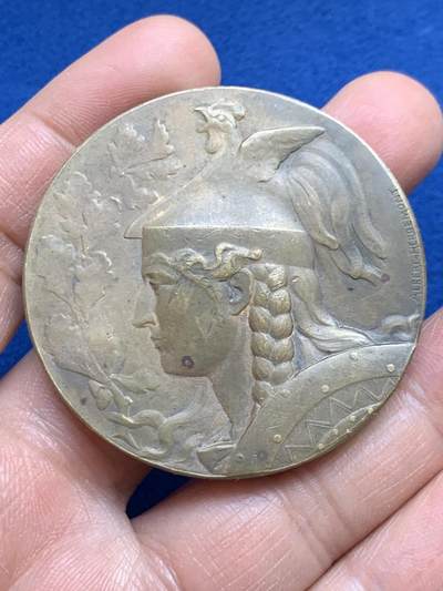 《竞宝斋》第459场 周日，周一，2场连拍 （全场包邮）欢迎送拍 - 法国波尔多玛丽安娜女神铜章 55.5克 50mm 铜标边铭