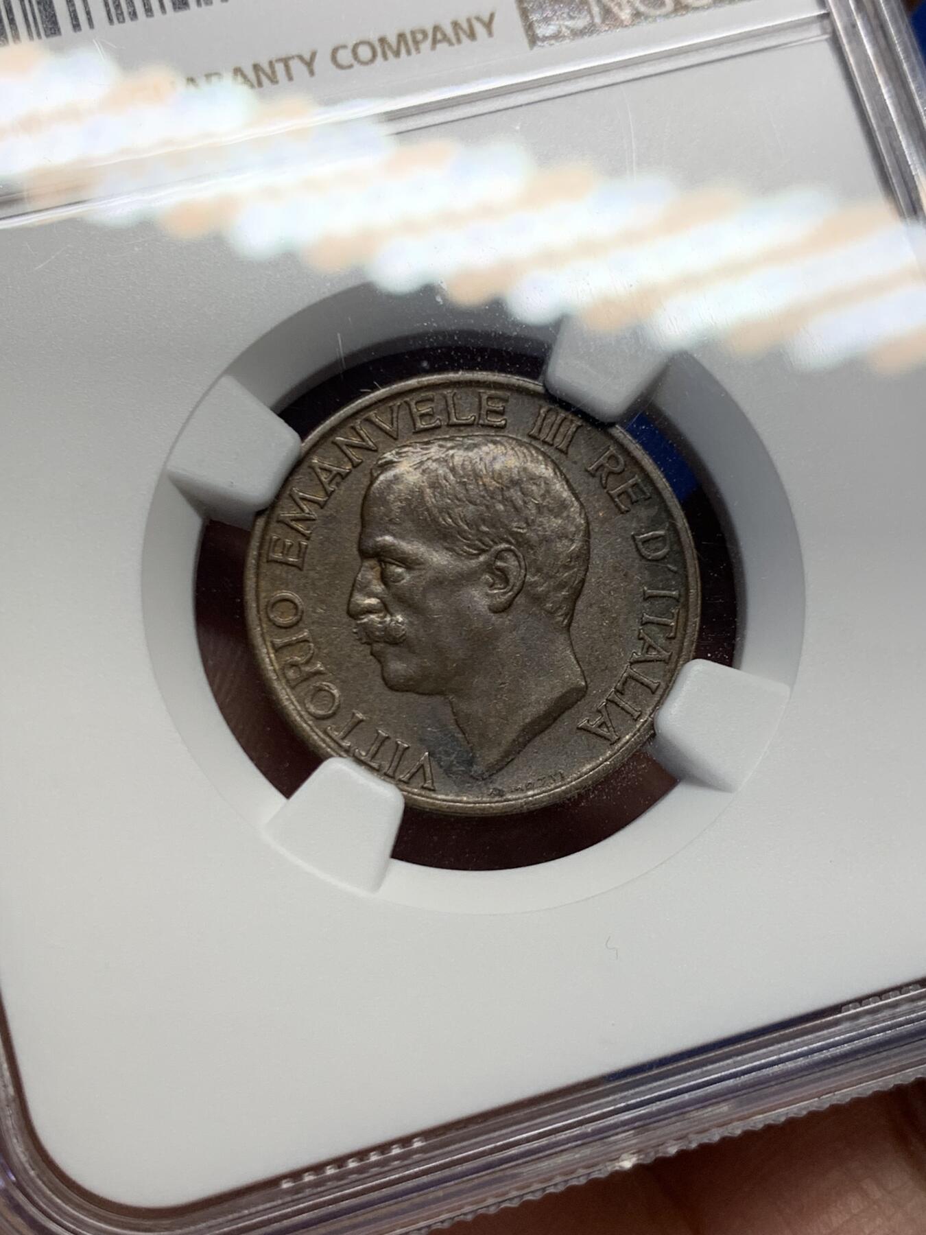 《竞宝斋》第459场 周日，周一，2场连拍 （全场包邮）欢迎送拍 NGC MS61BN 意大利小蜜蜂1920年10分，古典主义风格代表作品，极美的设计，原铜光不容易