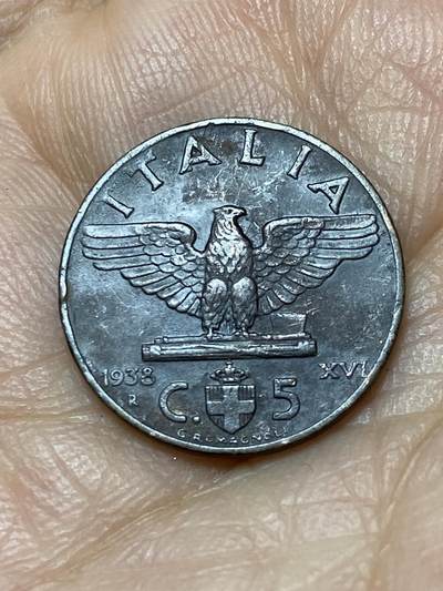 2026年第十一场(总第一百八十场）外国好品散币场(免佣金) - 意大利王国1938年5分(维托里奥·埃马努埃莱三世第四套第一版，铜材质版)