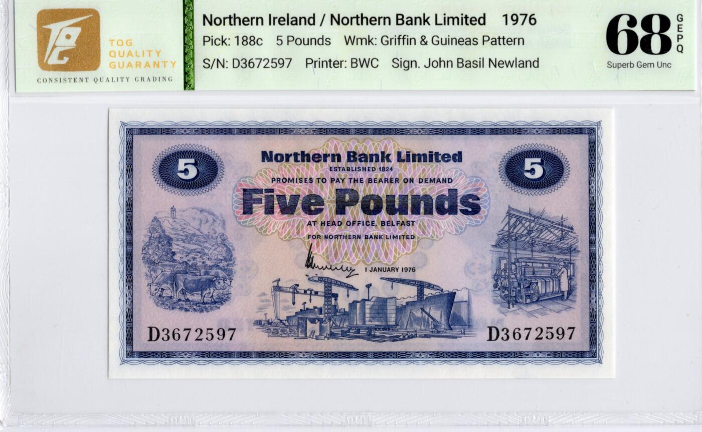 喜羊羊钱币收藏2026第14期(评级币场) 北爱尔兰/北方银行	P-188c 1976年5镑		68E				D3672597			