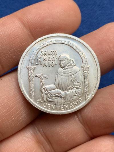 《竞宝斋》第459场 周日，周一，2场连拍 （全场包邮）欢迎送拍 - 葡萄牙1995年圣安东尼诞辰800周年500埃斯库多银币 500银 14克