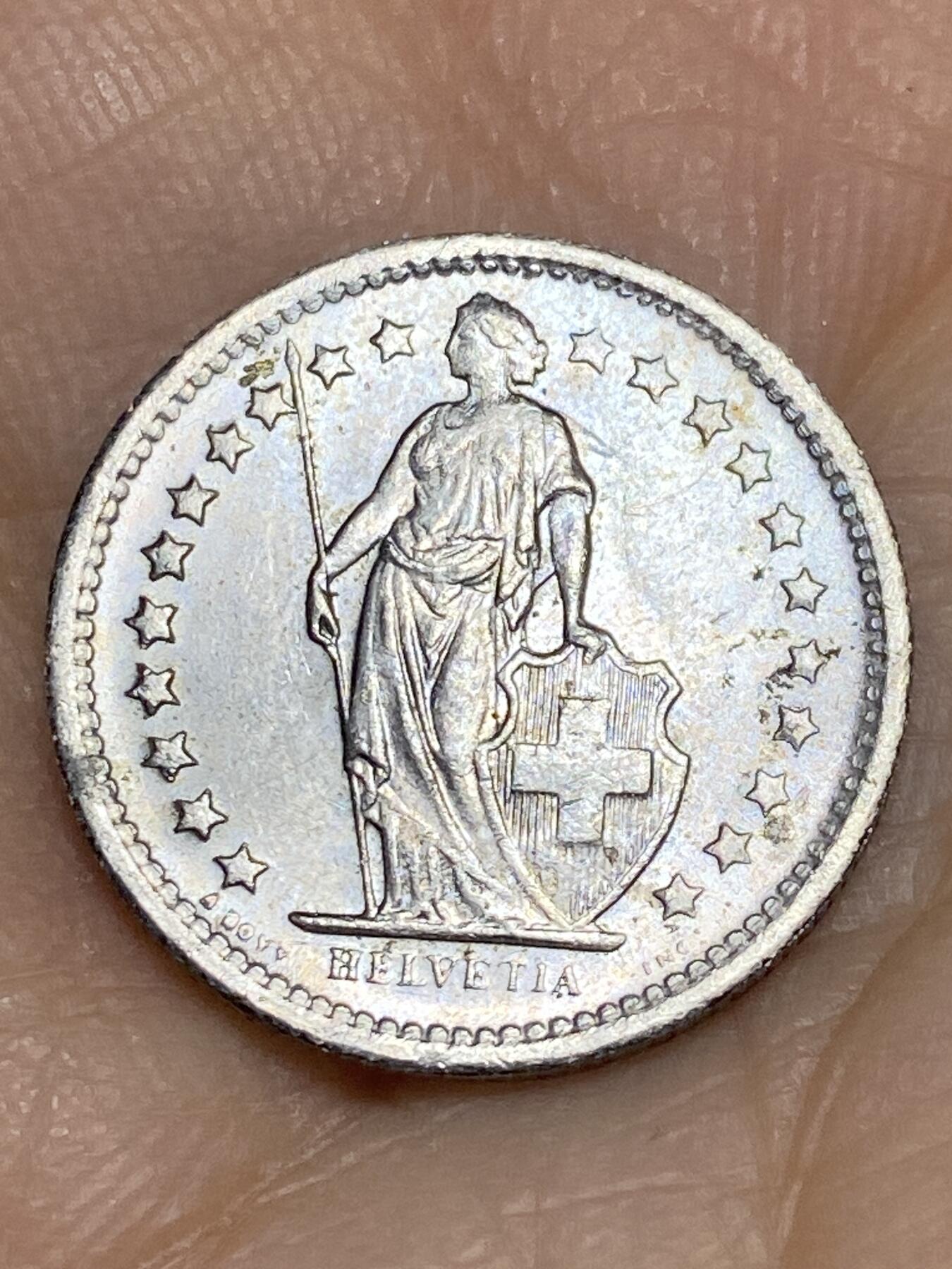 2026年第十一场(总第一百八十场）外国好品散币场(免佣金) 瑞士🇨🇭1968年1/2法郎(第三版，B标伯尔尼造，首发年)