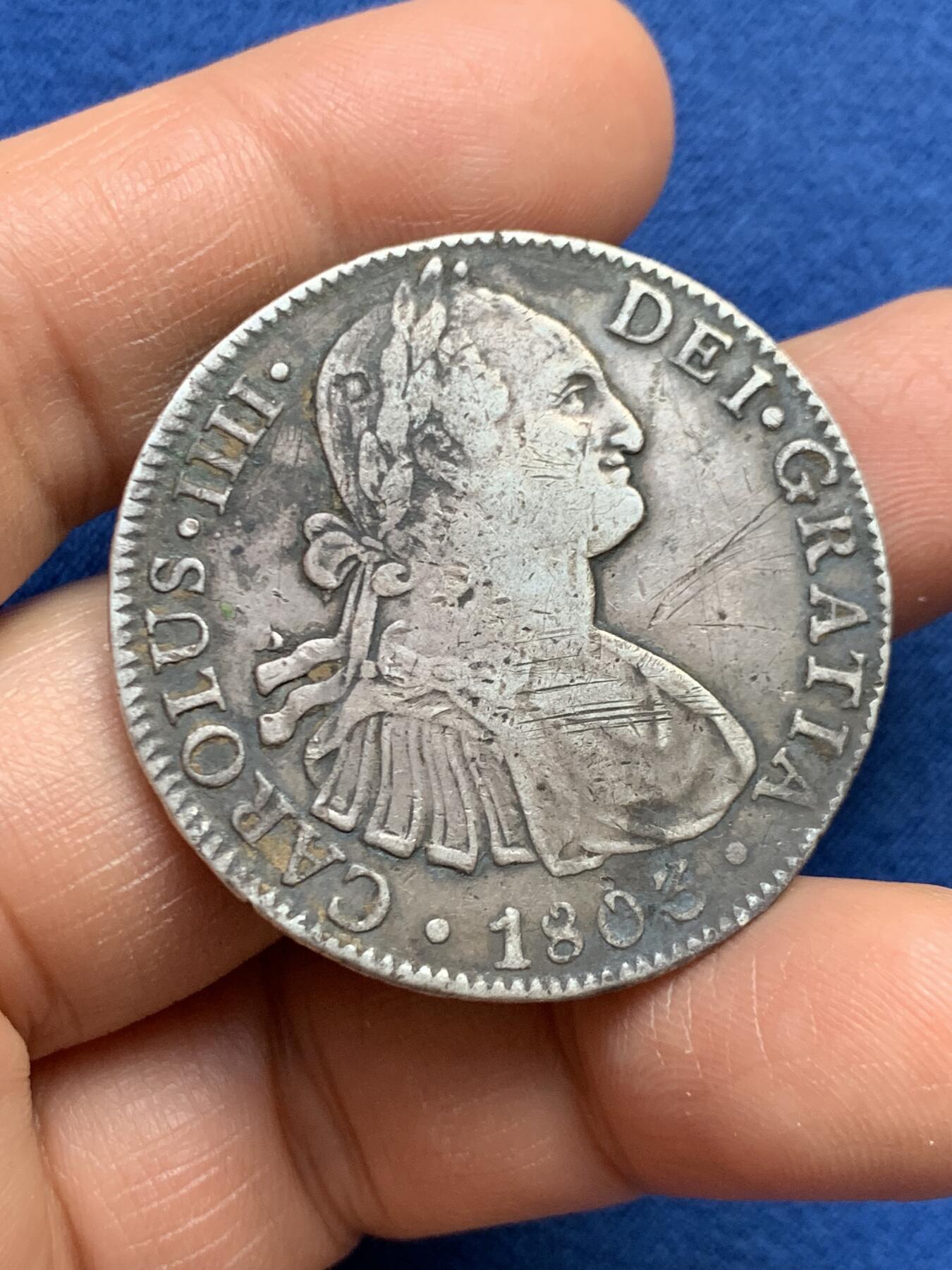 《竞宝斋》第459场 周日，周一，2场连拍 （全场包邮）欢迎送拍 墨西哥1803年卡洛斯四世8里亚尔银币