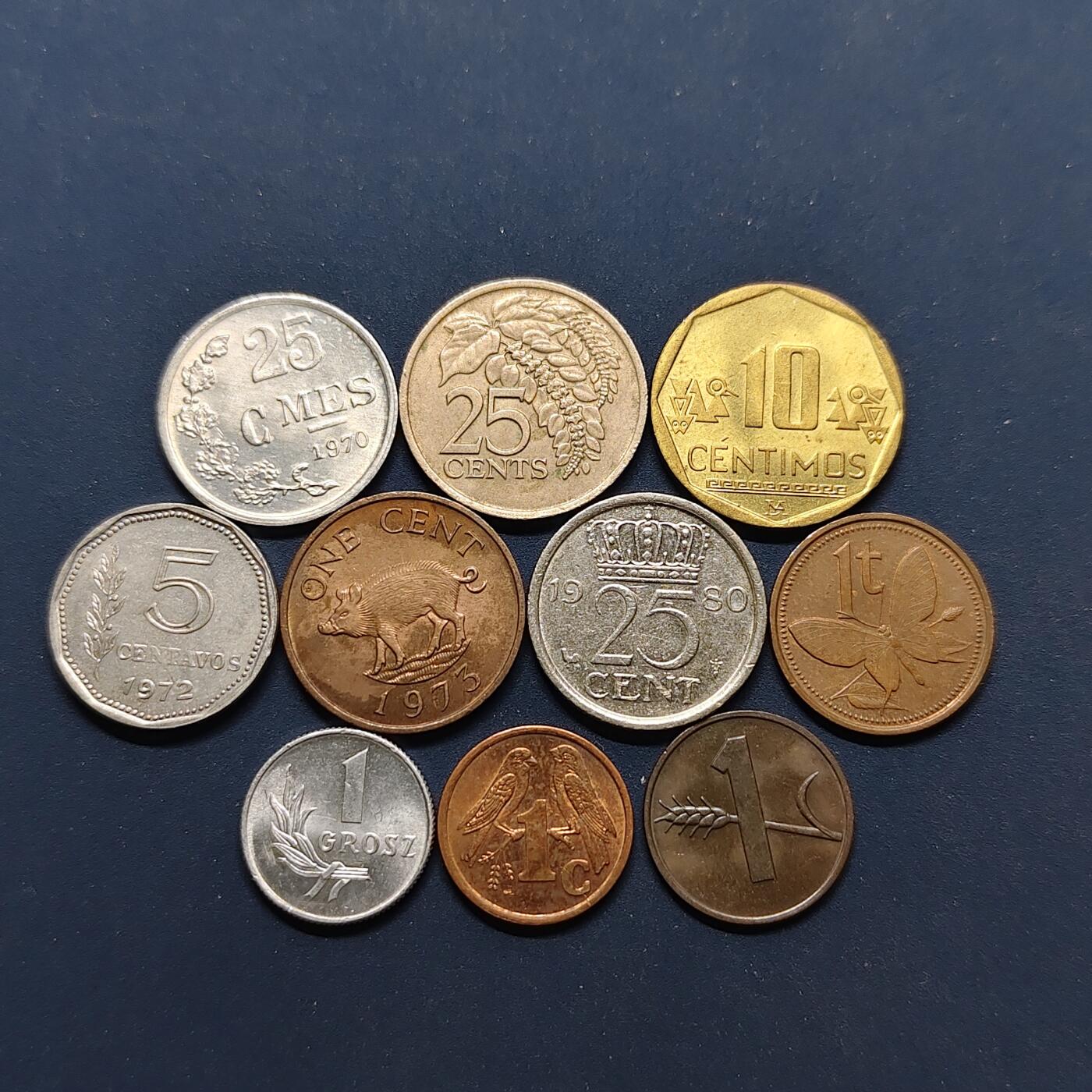 【全场包邮】纯粹捡漏拍496场-持续更新中 世界各国各年份散币10枚一组-百慕大群岛+秘鲁+阿根廷+卢森堡+瑞士等